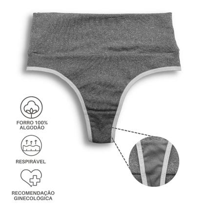 Imagem de Kit 5 calcinhas fitness fio duplo cintura alta cós duplo fit