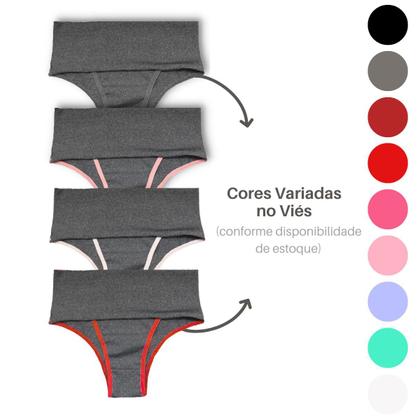 Imagem de Kit 5 Calcinhas Fitness Modeladora Segura Barriga Suplex Fit
