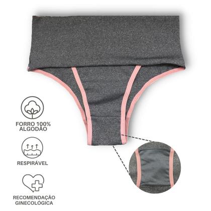 Imagem de Kit 5 Calcinhas Fitness Modeladora Segura Barriga Suplex Fit