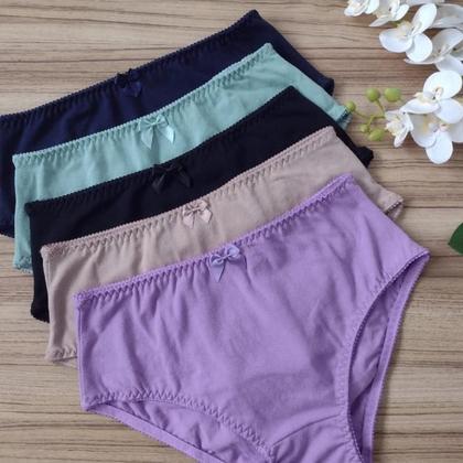 Imagem de Kit 5 Calçola De Algodão Senhora Calcinha Pala Larga Confortável