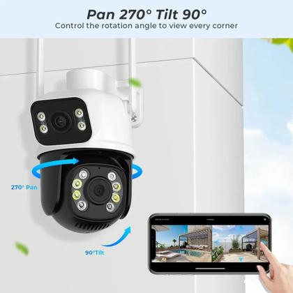 Imagem de kit 5 Camera De Segurança Smart Wi-fi Ip66 Dupla Lente 360 Visão Noturna Externa Prova D' Agua
