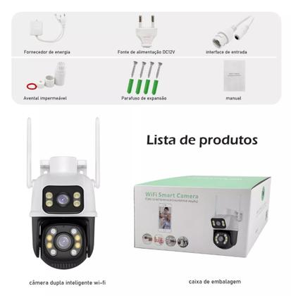Imagem de kit 5 Camera De Segurança Smart Wi-fi Ip66 Dupla Lente 360 Visão Noturna Externa Prova D' Agua