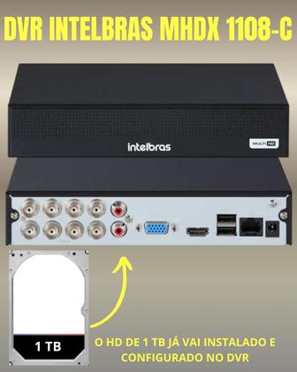 Imagem de Kit 5 Câmeras Intelbras Vhd 1220 B Full Color Dvr 08 Canais 1108c HD 1TB colorido noite