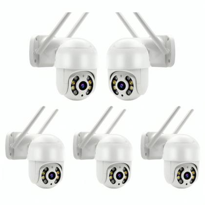 Imagem de Kit 5 Câmeras Ip Wifi A8 Hd Externa Branco Smart Icsee