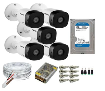 Imagem de Kit 5 Câmeras Segurança VHC 1120B Hd 720 bullet Intelbras + cabos conectores C/Hd 1TB