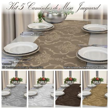 Imagem de Kit 5 Caminho Trilho De Mesa Decorativo 1,40m X 0,40m Jacquard