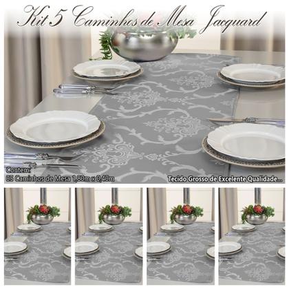 Imagem de Kit 5 Caminhos Trilho De Mesa Decorativo Jacquard 1,80m X 0,40m