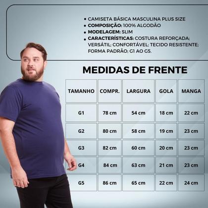 Imagem de Kit 5 Camisa Masculina Básica Plus Size