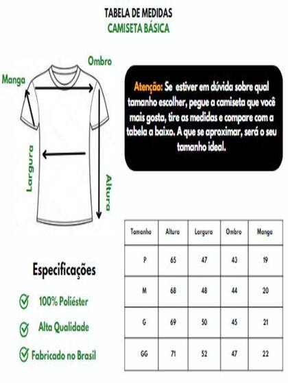 Imagem de Kit 5 Camisetas Básicas Lisa Manga Curta 100% Poliéster