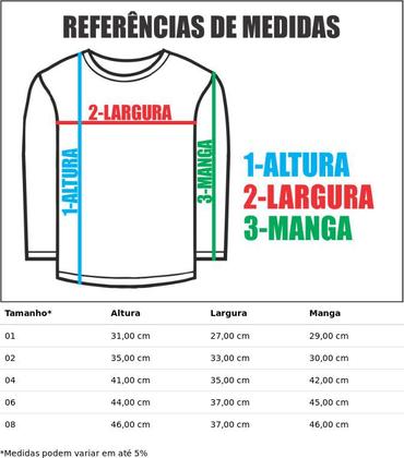 Imagem de Kit 5 Camisetas Lisa Manga Longa Infantil Poliéster Branca