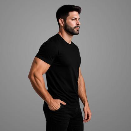 Imagem de Kit 5 Camisetas Masculinas Básica Gola Redonda 100 Algodão Lisa Casual versátil