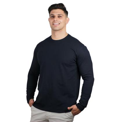 Imagem de Kit 5 Camisetas Masculinas Manga Longa Slim Algodão 30.1 TRV