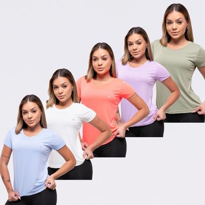 Imagem de Kit 5 Camisetas Poliamida Feminina Fitness Academia Treinar
