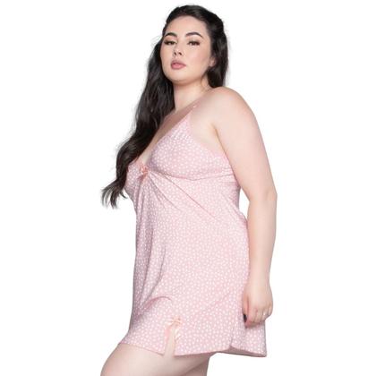 Imagem de Kit 5 Camisolas Plus Size Vekyo Estampada Feminina Liganete Com Laço Roupa de Dormir