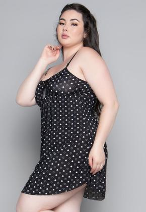 Imagem de Kit 5 Camisolas Plus Size WLS Modas Liganete Estampada Poá Roupa de Dormir