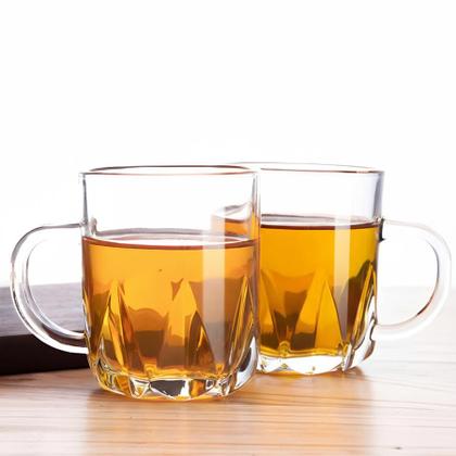 Imagem de Kit 5 Caneca Xícara Copo De Vidro Transparente Café Chá Cappuccino Alça 250ml