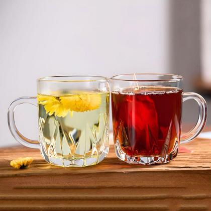 Imagem de Kit 5 Caneca Xícara Copo De Vidro Transparente Café Chá Cappuccino Alça 250ml