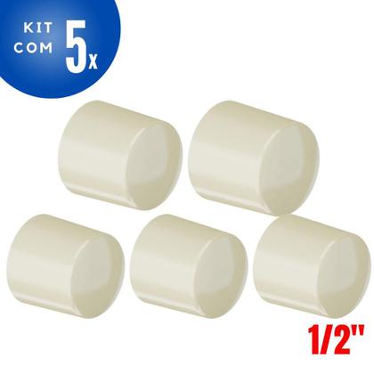 Imagem de Kit 5 Cap Tampão Aquatherm Soldável CPVC Bege Para Tampar Tudo Água Quente 1/2” Polegada 20mm Tigre