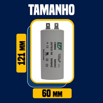 Imagem de Kit 5 Capacitor Permanente 100uF 380/400Vac EPX com Terminal Duplo