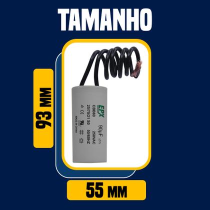 Imagem de Kit 5 Capacitor Permanente 90uF 250Vac EPX com Fio