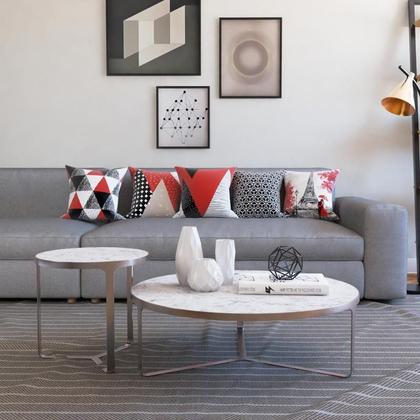 Imagem de Kit 5 Capas Almofadas Geométricas Vermelhas Torre Eiffel