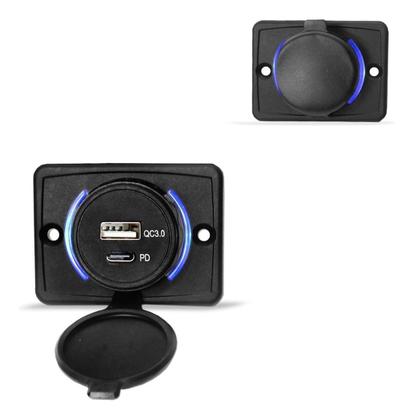 Imagem de Kit 5 Carregador de Celular Automotivo 1 USB + 1 USB Power C/ Moldura - RS-1113U BR