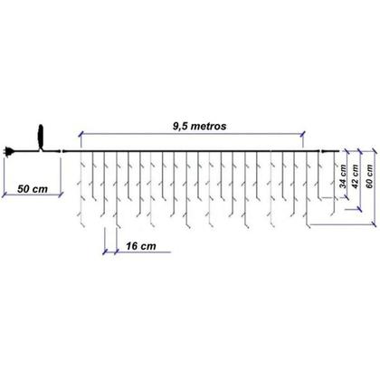 Imagem de Kit 5 Cascatas 400 Leds 10 Metros Luz Azul Fixa - 127v
