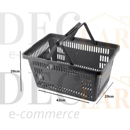 Imagem de Kit 5 Cesta Plastica De Compra Preta 16 Litros