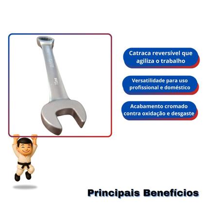Imagem de Kit 5 Chaves Combinadas Catraca 15mm Ingco Aço CR-V