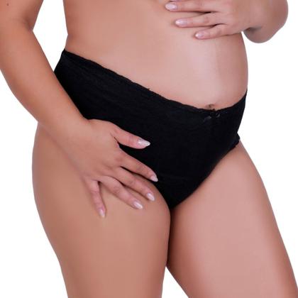 Imagem de Kit 5 Cinta de Algodão com Detalhe em Renda Calcinha Cós Alto Gestante - c3 KIT 5 KAREN