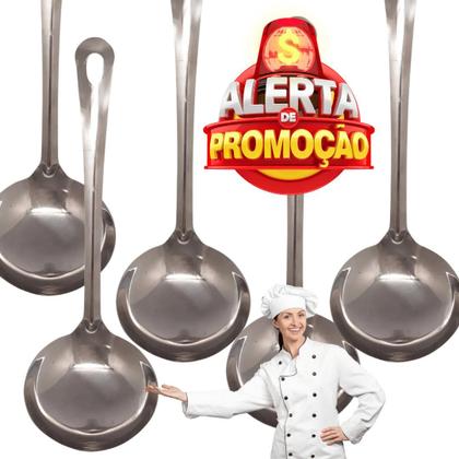 Imagem de Kit 5 Conchas Para Servir Em Inox Utensilio Multiuso Para Restaurante Cozinha Buffet