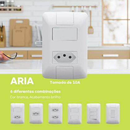 Imagem de Kit 5 Conjunto 1 Interruptor + 1 Tomada 10a Tramontina Aria