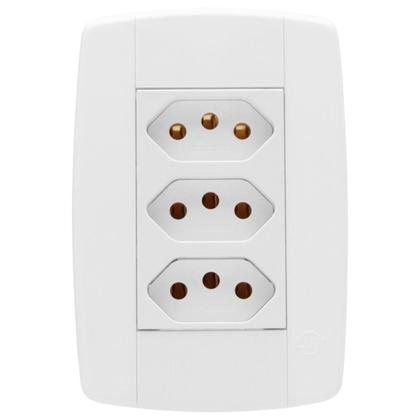 Imagem de Kit 5 Conjunto 3 Tomadas Branca Monobloco 2P+T 10A 250V 4X2