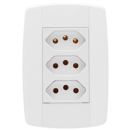Imagem de Kit 5 Conjunto 3 Tomadas Branca Monobloco 2P+T 20A 250V 4x2