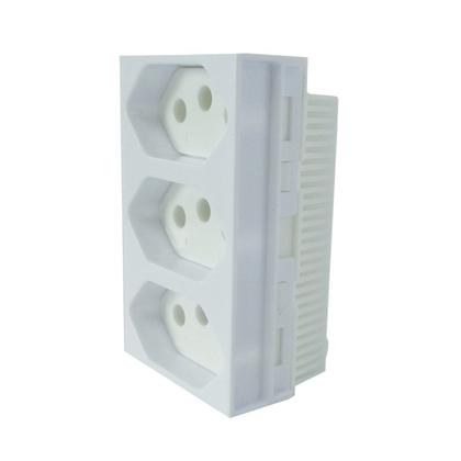 Imagem de Kit 5 Conjunto 3 Tomadas Branca Monobloco 2P+T 20A 250V 4x2