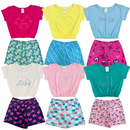 Imagem de Kit 5 Conjunto Infantil Menina Roupa Verão tamanho 1 ao 8