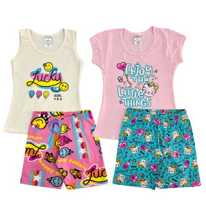 Imagem de Kit 5 Conjunto Infantil Menina Roupa Verão tamanho 1 ao 8
