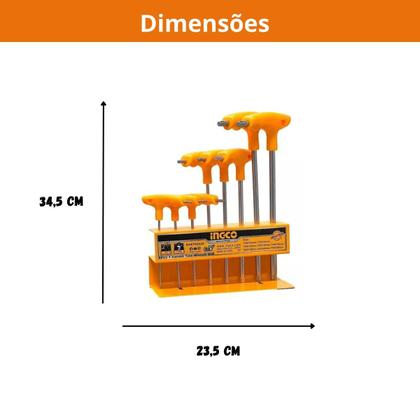 Imagem de Kit 5 Conjunto Jogo de Chaves Tipo T Torx 8 Peças Ingco