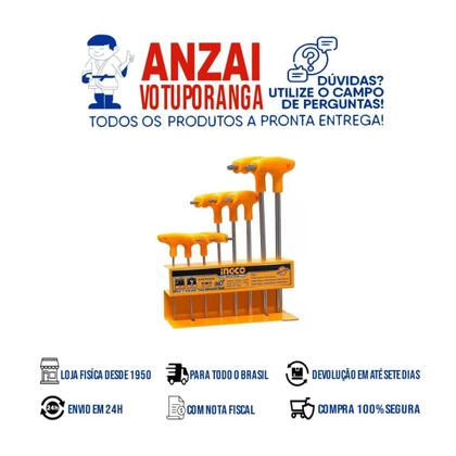 Imagem de Kit 5 Conjunto Jogo de Chaves Tipo T Torx 8 Peças Ingco