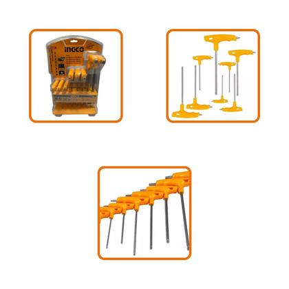Imagem de Kit 5 Conjunto Jogo de Chaves Tipo T Torx 8 Peças Ingco