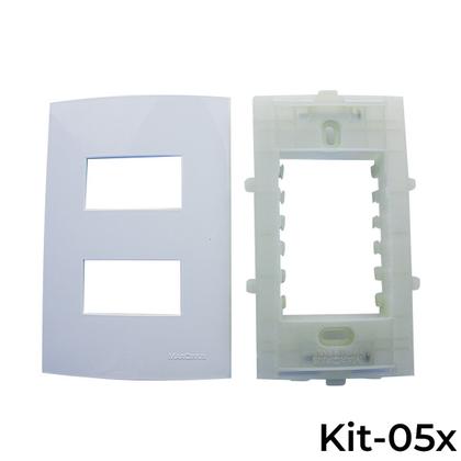 Imagem de Kit 5 Conjunto Placa 4x2 2 Postos Horiz. Linha Sleek Margirius