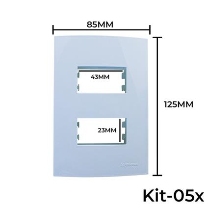 Imagem de Kit 5 Conjunto Placa 4x2 2 Postos Horiz. Linha Sleek Margirius