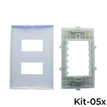 Imagem de Kit 5 Conjunto Placa 4x2 2 Postos Horiz. Linha Sleek Margirius