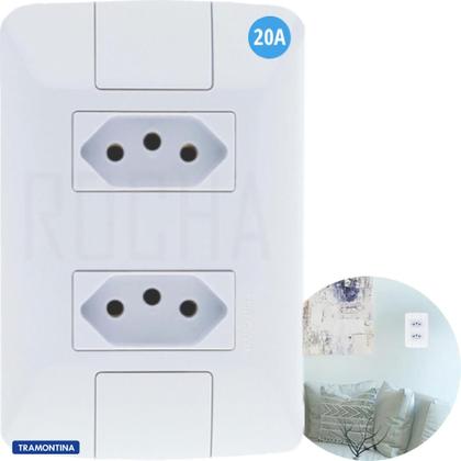 Imagem de Kit 5 Conjunto Tomadas Duplas 20a Tramontina completa linha Aria