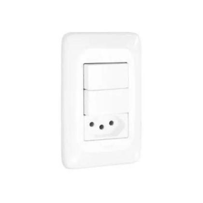 Imagem de Kit 5 Conjuntos 1 Interruptor Simples + Tomada 10A Pial Pop