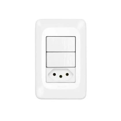 Imagem de Kit 5 Conjuntos 1 Interruptor Simples + Tomada 10A Pial Pop