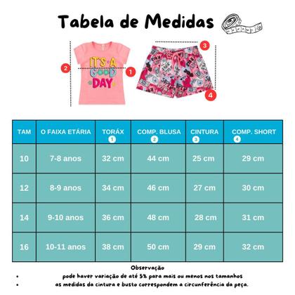 Imagem de Kit 5 Conjuntos de Verão Juvenil Menina Short e Blusa 10 ao 16 anos Lote Conjunto Infantil Menina
