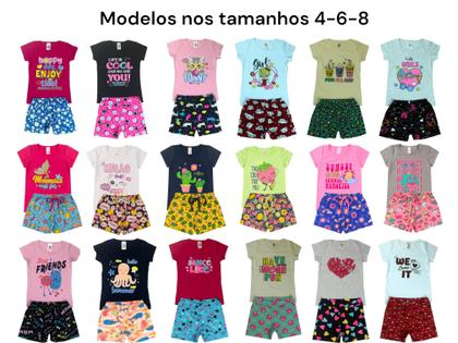 Imagem de Kit 5 Conjuntos Infantil Juvenil Menina + Bolsa Verão 1 a 16
