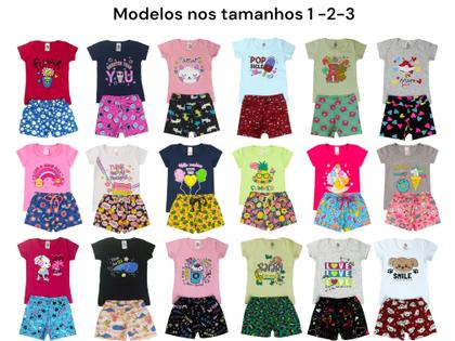 Imagem de Kit 5 Conjuntos Infantil Juvenil Menina + Bolsa Verão 1 a 16