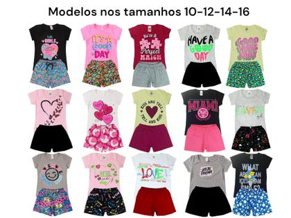 Imagem de Kit 5 Conjuntos Infantil Juvenil Menina + Chinelo 1 a 8